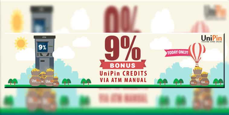 unipin promo bonus 9% unipin credits via atm manual